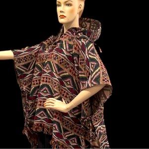 Vintage Boho Hooded Poncho
